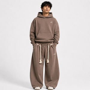 Ensemble de survêtement 2 pièces hiver : Hoodie oversize et pantalon de jogging extra ample avec cordon contrastant – Collection Homme High Street (Fabrication usine) - Product Image 1