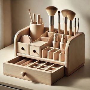 Luxury Wooden Makeup <b>Storage</b> Organizer | Modern Handmade Eco-Friendly <b>Tabletop</b> Design | Wedding Anniversary Gift | Factory Low - Product Image 1
