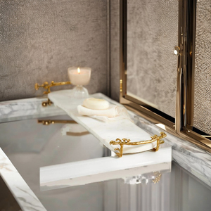 Accessoires de salle de bain modernes en marbre Accessoires ovales de style restaurant - Product Image 1