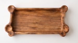 Tabla de servir rectangular artesanal de madera de mango, bandeja decorativa de madera única con características de esquina extendida y acabado natural. - Product Image 3