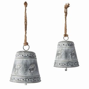 Campanas Navideñas Metálicas Vintage con Diseño de Ciervos, Adornos Hechos a Mano, Forma Redonda, Adorno Colgante - Product Image 1
