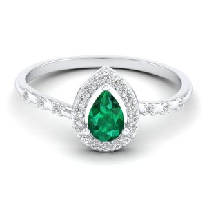 Anillos de compromiso de plata de ley 925 con moissanita para mujer, corte pera, 0.5 ct, con gema esmeralda, precio de fábrica REYES al por mayor - Product Image 5