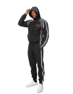 Conjunto deportivo impermeable de 2 piezas para hombre, chaqueta cortavientos de nailon con rayas reflectantes, para hombre y mujer - Product Image 2