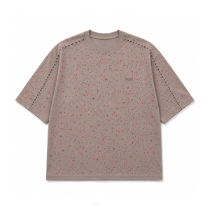Relaxed Fit Rhinestone Oversized Tee Women's Shirts Casual Drop Shoulder Crew Neck Streetwear Top 100%Cotton T-Shirt OEM Factory - Product Image 4