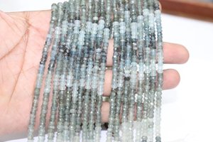 Perles Rondelle à facettes aigue-marine 3-4mm 13 pouces brin de pierres précieuses naturelles pour la fabrication de bijoux - Product Image 4