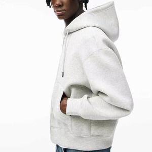 Custom <b>Mens</b> <b>Grey</b> Full Zip Hoodie <b>Sweatshirt</b> Plain Fleece Hooded Jacket with Kangaroo Pockets Adjustable Drawstring Casual Daily - Product Image 2