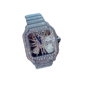 Luxury Shining Moissanite Leather Strap <b>Watch</b> Fully Automatic Mechanical Waterproof Mens High Quality Hip Hop Skeleton <b>Watch</b> - Product Image 1