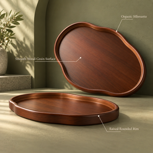 Juego de bandejas de servir de hierro premium |   Modernos Bandejas Decorativas de Dos Piezas con Borde Elevado para Cocina, Mesa de Comedor, Decoración del Hogar, Ideas de Regalo - Product Image 3