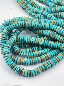 Perles de pierres précieuses en turquoise naturelle d'Arizona, lisses, en forme de rondelle, 13-14 mm, environ 14 pouces de long, pour la fabrication de bijoux en Chine, vente en gros - Product Image 1