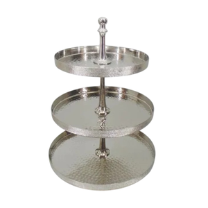 Premium Design 3 Tier Silver Plated Metal <b>Cake</b> <b>Stand</b> Decorative Tiered Serving Tray For Weddings Parties And Dessert Holder - Product Image 2