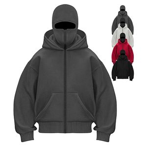 Sweat-shirt à double capuche pour homme, avec fermeture éclair et poche, coupe-vent, chaud, veste de sport, manteau à capuche décontracté pour homme - Product Image 1