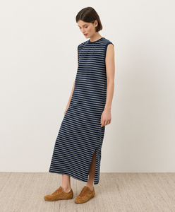 Robe longue rayée en coton pour femme, style décontracté, taille naturelle, idéale pour la plage, parfaite pour un cadeau - Product Image 3