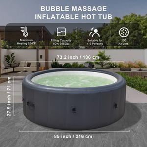 Vasca Idromassaggio Grigia 216*71cm per 2 Persone, Gonfiaggio Rapido, Piscina con Riscaldamento, Massaggio a Bolle, Illuminazione Ambientale e Funzioni di Filtrazione - Product Image 5