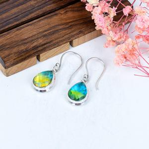 Bi Color Tourmaline Sterling <b>Silver</b> <b>Stud</b> <b>Earrings</b>, 925 Natural Gemstone Bridal Jewelry, Handmade Gift for Her - Product Image 2