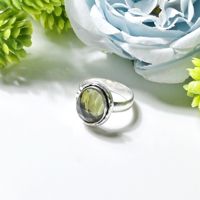 Bague en Moldavite Rosecut Faite à la Main, Plaqué Argent Oxydé, Sertie de Quartz, Style Vintage, Cadeau pour Femme