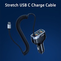 Chargeur de voiture USB C 3 en 1 SUNDA 71W avec câble Type C enroulé, adaptateur de charge rapide PD 30W QC3.0, chargeur pour voiture universel