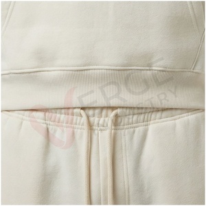 Ensemble de survêtement athlétique à capuche, coloris crème et vert, manches longues, avec cordon de serrage et poches, pour adultes, idéal pour l'automne - Product Image 5