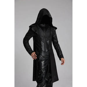 Wholesale Black <b>Gothic</b> Wizard Men's Hooded Zipper Front <b>Jacket</b> Vintage Long Coat Top Sell - Product Image 4