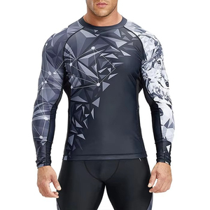 Camiseta Deportiva de Compresión MMA Personalizada de la Mejor Calidad para Hombre, Manga Larga, Transpirable, Lisa, Tejido Interlock de Poliéster - Product Image 3
