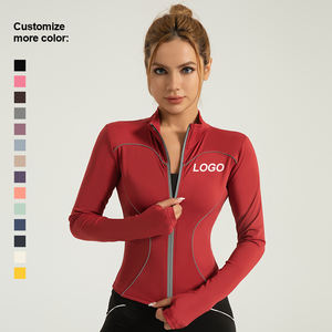 Veste de sport unie pour la gym et le yoga avec poches, veste de yoga blanche pour l'entraînement matinal, veste de yoga slim à séchage rapide - Product Image 1