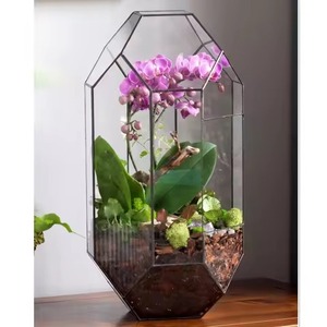 Terrario Decorativo de Metal para Interiores, Macetero de Vidrio, Soporte Geométrico Moderno para Plantas, Adorno para el Hogar - Product Image 3