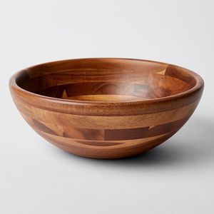 Bol de service en bois fait main au design classique, écologique, léger, durable, résistant à la chaleur, idéal pour les soupes, les salades et la vaisselle de fête - Product Image 4