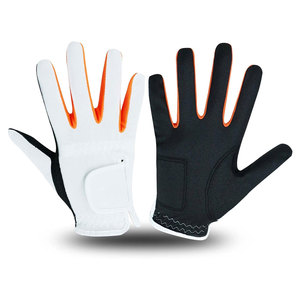 Gants de golf 1 paire, adaptés aux garçons et aux filles, pour les mains gauche et droite, tailles pour tout-petits à juniors, blanc, orange et noir - Product Image 1