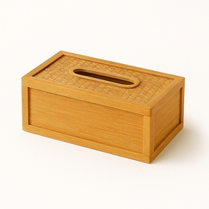 Caja de pañuelos con tapa de bambú brillante, ecológica y hecha a mano, estilo bohemio, para mesa - Product Image 5