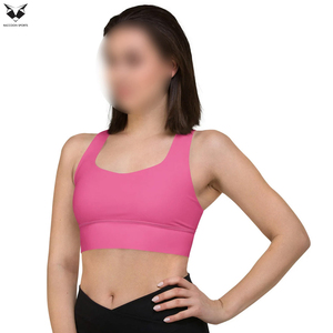 Servicio OEM, Color Rosa, Buena Calidad, Tela Suave Elástica, Logotipo Personalizado, Sujetador Deportivo de Compresión para Mujer - Product Image 2