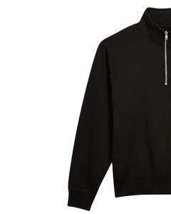 Sweat-shirts personnalisés pour hommes en coton biologique, fermeture éclair 1/4, logo personnalisé, col montant, coupe ample, prix de gros - Product Image 4