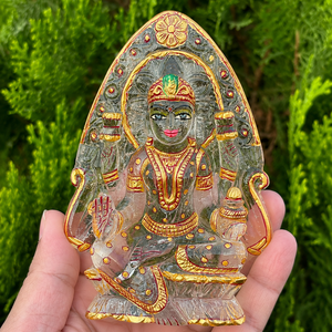 Estatua de Lakshmi de Cuarzo Transparente Tallada a Mano, Ídolo de la Diosa Hindú Pintado a Mano, Decoración de Cristal para el Hogar, Regalo de Buena Suerte - Product Image 6