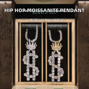 สร้อยคอฮิปฮอปทรงมงกุฎประดับเพชรโมอิสซาไนต์ เงินแท้ชุบโรเดียม สำหรับผู้ชาย สไตล์แร็ปเปอร์สุดหรู ขายส่ง - Product Image 2