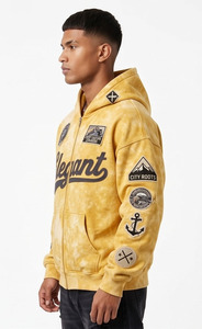 Sweat à capuche zippé pour homme en molleton délavé à l'acide, brodé, épais, coupe oversize, style streetwear, à épaules tombantes - Product Image 4