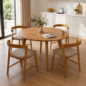 ARTERRA Premium <b>Round</b> Wooden <b>Dining</b> Room <b>Set</b> <b>Table</b> and <b>4</b> Chairs Modern <b>Dining</b> Furniture <b>for</b> Home Restaurant - Product Image 6