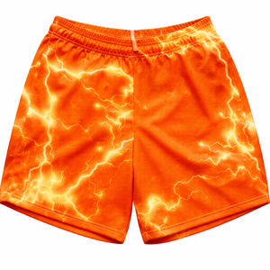 กางเกงขาสั้นคาร์โก้สำหรับฝึกซ้อมว่ายน้ำแบบตาข่ายลายไลท์นิ่งสั่งทำพิเศษจากโรงงานโดยตรง รับผลิตแบบ OEM แบรนด์ส่วนตัว ขายส่ง ปักลายเชนิลล์ พิมพ์ลาย - Product Image 3