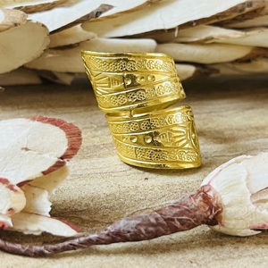 High Demand Brass <b>Rings</b> Boho Statement Band <b>Ring</b> For Women 18k Gold Plated Tribal Pattern <b>Chunky</b> Trendy <b>Ring</b> For Wholesale - Product Image 3
