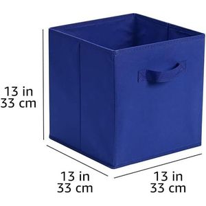 Boîtes de rangement en forme de cube avec poignées, tissu bleu marine, lot de 6 cubes pliables de 13"x13"x13" - Product Image 4