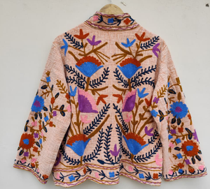 Chaqueta Safari de Mujer con Bordado Suzani y Crochet, Estilo Hippie, Otoño Invierno, Cálida, Ecológica, Transpirable, Forrada de Piel de Oveja - Product Image 2