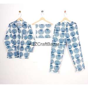 Conjunto de Pijamas de Algodón 100% al por Mayor, Pantalones Largos Casuales, Mangas Largas, Ropa de Dormir Gruesa para Otoño e Invierno, Cintura Elástica para el Hogar - Product Image 1