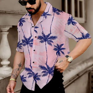 Chemise hawaïenne pour homme à manches courtes, imprimé tropical, décontractée, boutonnée, pour la plage, motif floral coloré, été - Product Image 1