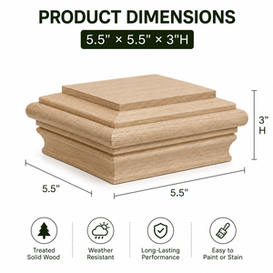 Tapa Decorativa para Poste de Madera Dura Personalizada, Cubierta Plana para Poste de Madera, Tapa Piramidal de Madera Sólida Directo de Fábrica - Product Image 2
