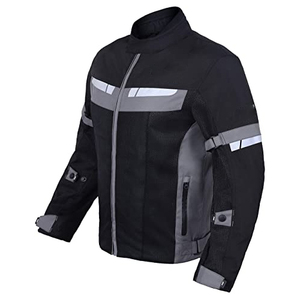 Veste de moto pour homme, manches longues, impression réfléchissante, coupe-vent, couleurs contrastées, polyester, toutes saisons, équipement de conduite pour adultes - Product Image 4
