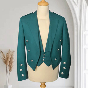 Chaqueta Tradicional Prince Charlie, Chaleco de Lana Turquesa, Abrigo Escocés para Hombre, Venta al Por Mayor - Product Image 1