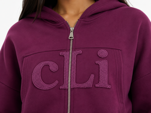 Sudadera con capucha para mujer con bolsillo en el pecho, cremallera frontal completa, corte holgado, pantalones palazzo con ribete recto, chándal Y2K, chenilla personalizada - Product Image 3