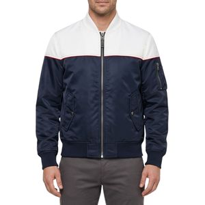 Chaqueta Bomber de Hombro Reforzado con Mezcla de Poliéster Pesado y Bolsillos con Solapa, Estilo Urbano, Estampada, Casual, Negra - Product Image 6