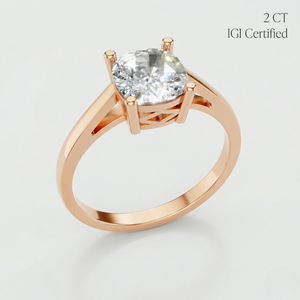 เครื่องประดับอัญมณีชั้นดี ได้รับการรับรองจาก IGI เพชรทรงคุชชั่น 2 กะรัต VS เพชรเลี้ยงในห้องปฏิบัติการ ทองคำแท้ 9k แหวนแต่งงานสำหรับผู้หญิง ของขวัญสำหรับงานปาร์ตี้ - Product Image 1