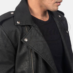 Veste de motard en cuir noir de qualité supérieure pour homme, en véritable peau de mouton, fermeture éclair asymétrique, ceinture, style streetwear - Product Image 2