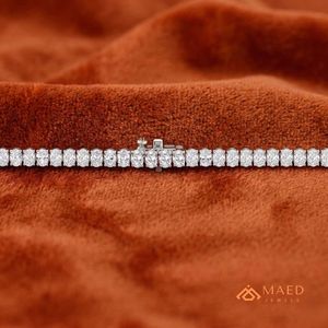 สร้อยข้อมือเทนนิสประดับมอยส์ซาไนต์สีเงินสำหรับผู้หญิง สร้อยข้อมือแบบโซ่เส้นเล็ก เครื่องประดับแฟชั่น ของขวัญวันครบรอบแต่งงาน คอลเลคชั่นสุดหรู - Product Image 2