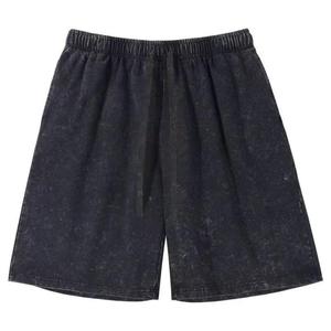 Pantalones Cortos de Punto con Cordón Ajustable y Lavado Ácido para Hombre, Color Sólido, 100% Algodón, Ropa de Moda Urbana - Product Image 4