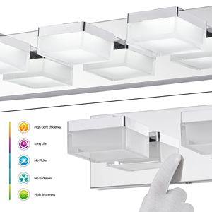 Applique murale moderne en chrome à LED pour salle de bain, design élégant et minimaliste, 5 lumières, économe en énergie et facile à installer - Product Image 6